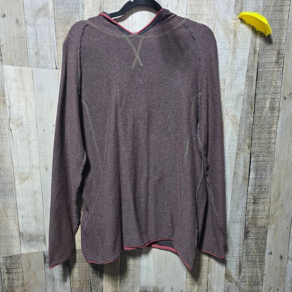 Carbon2Cobalt Brown Exposed Seam Knit Hoodie Large Gorpcore Minimalist Versatile